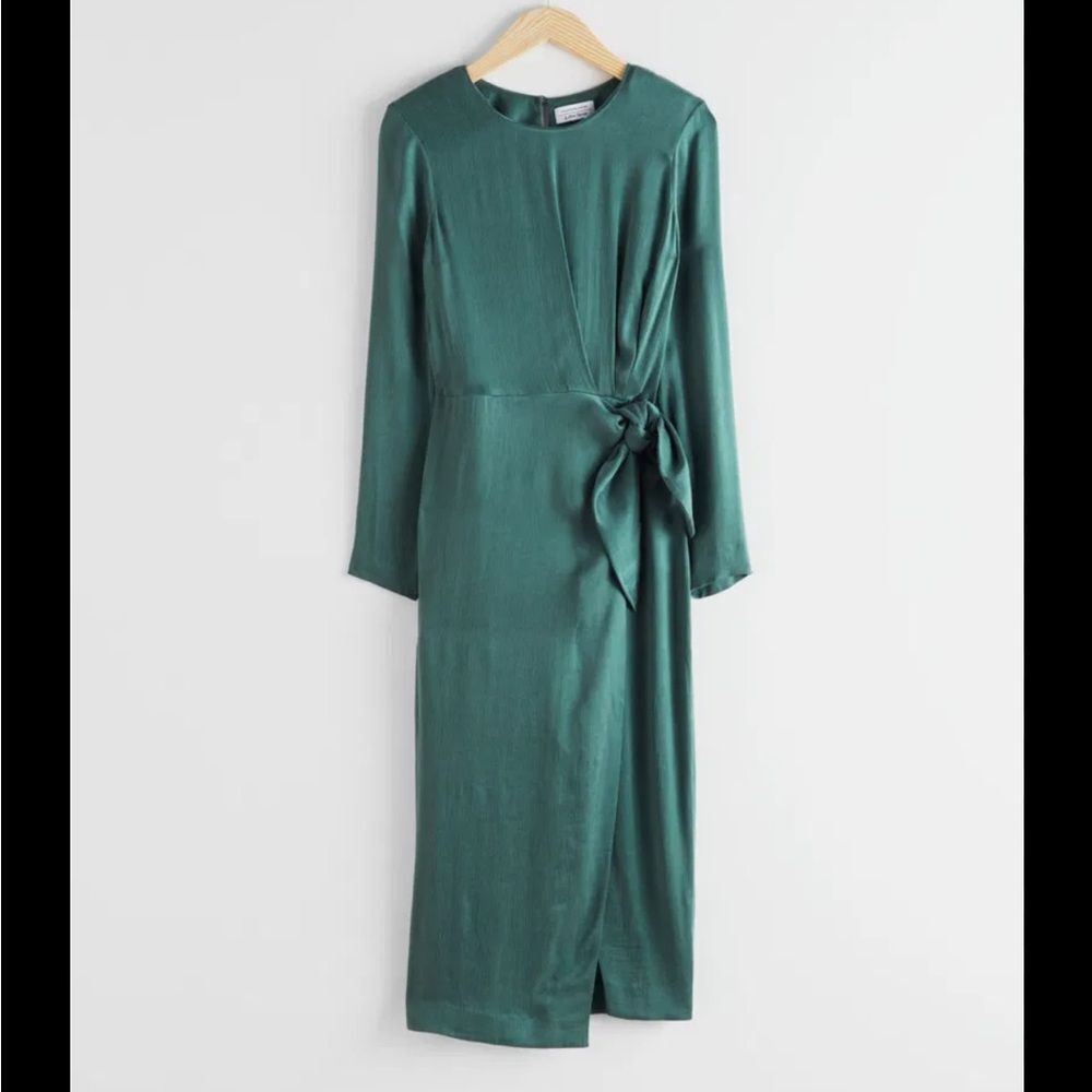 & other stories Satin Side Knot Midi Dress
